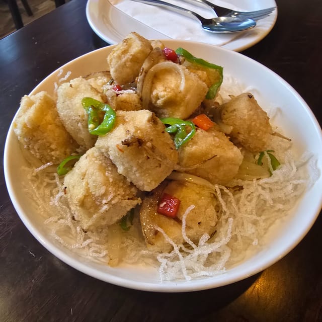 Salted and Pepper Golden Tofu (Vegan).